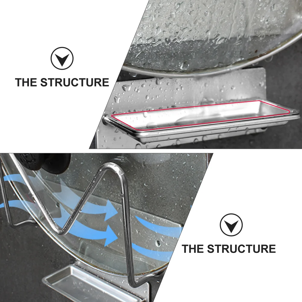 

1Set Stainless Steel Pot Cover Rack Punch-Free Wall Mounted Kitchen Storage Organizer Pot Lid Holder Cutting Board Shelf Drain