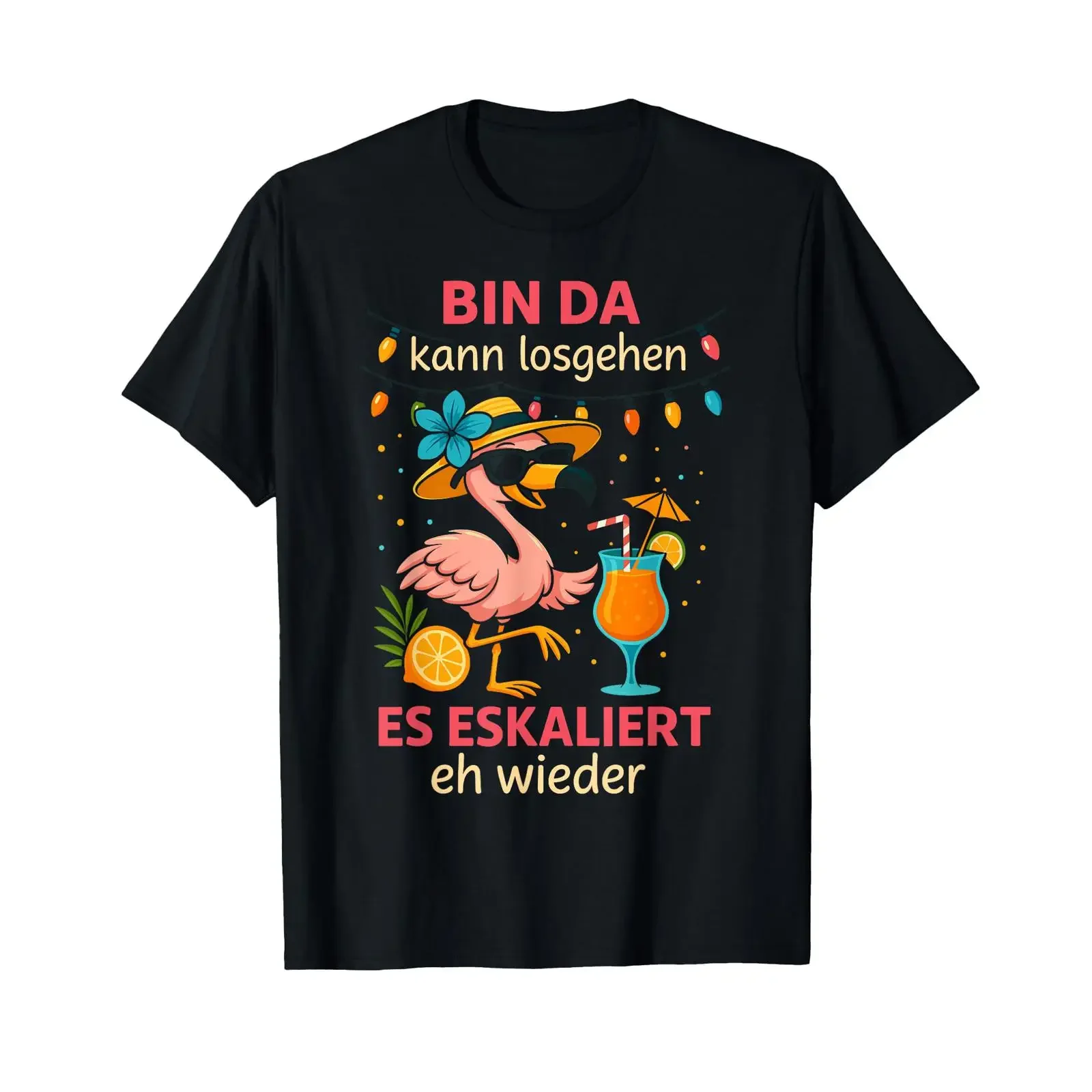I'm here let's go It'll escalate anyway another party drinking T shirt vintage Washed Versatile fashion Top For Everyday Wear