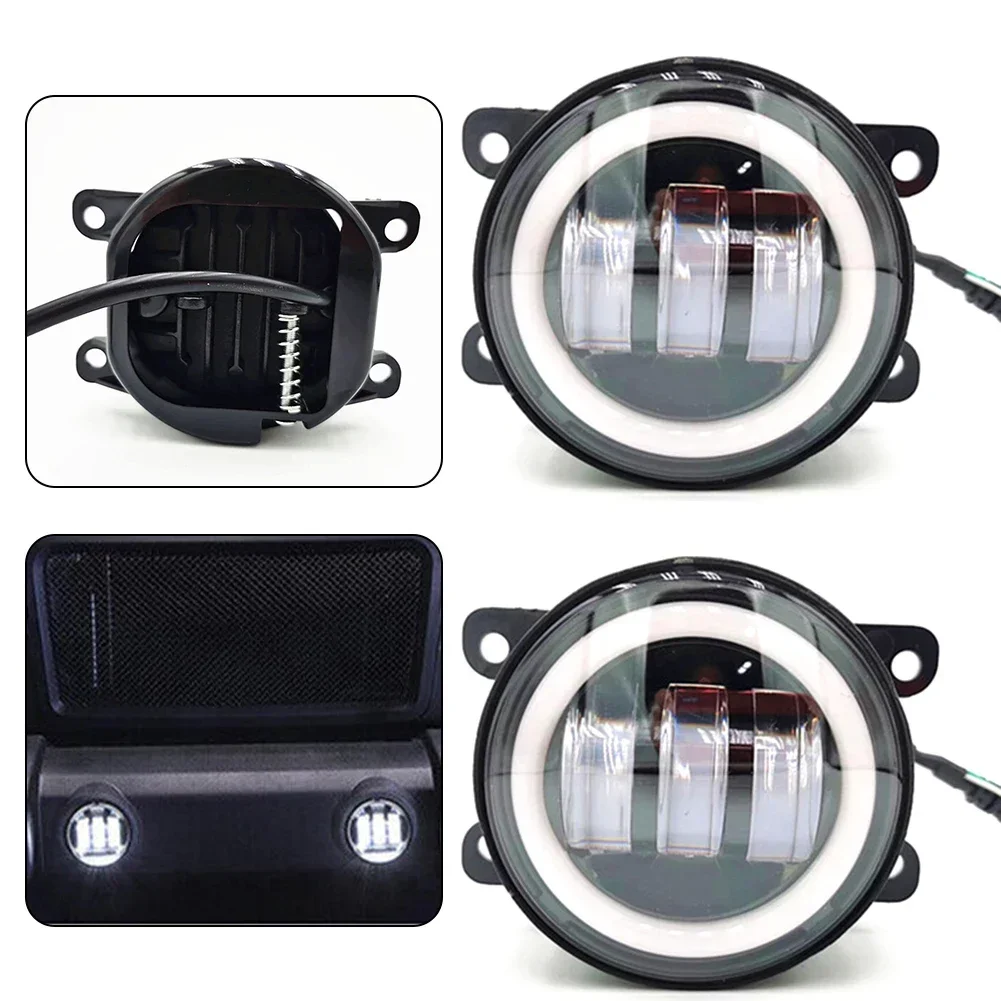 Car LED Headlight 3.5inch 30W Work Light Modification Spot Pods Driving Light Halo Fog Lamp Offroad PC Lens Angel Eyes Light