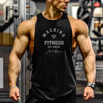 MACHINE FITNESS JUST 체육관 남성 보디빌딩 탱크 탑 운동 조끼, 면 민소매 셔츠, 조거 의류, 근육 스트링거 싱글렛 