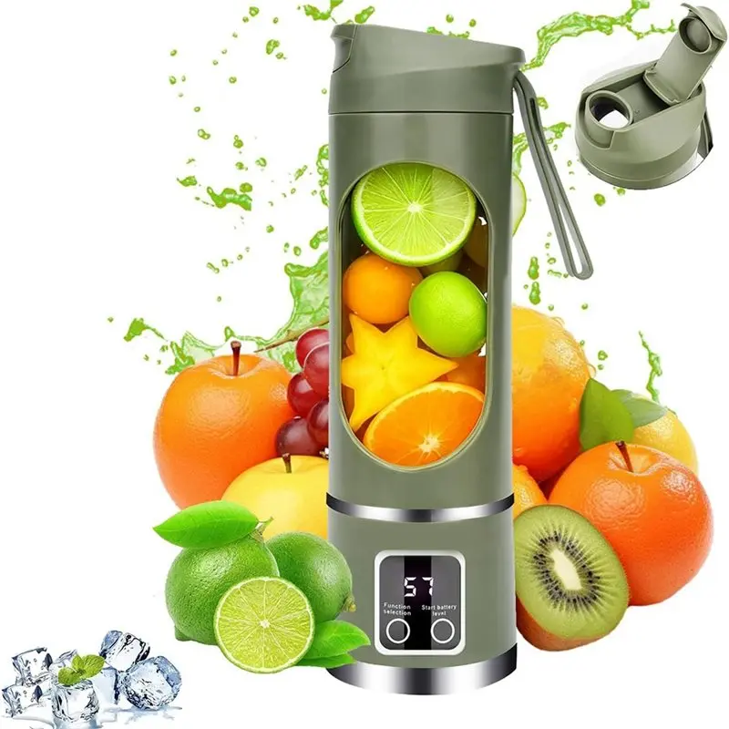 

Беспроводной портативный блендер 450 мл — 3 скорости, 12 лезвий, двойная батарея 1500 мАч для смузи и соковыжималки