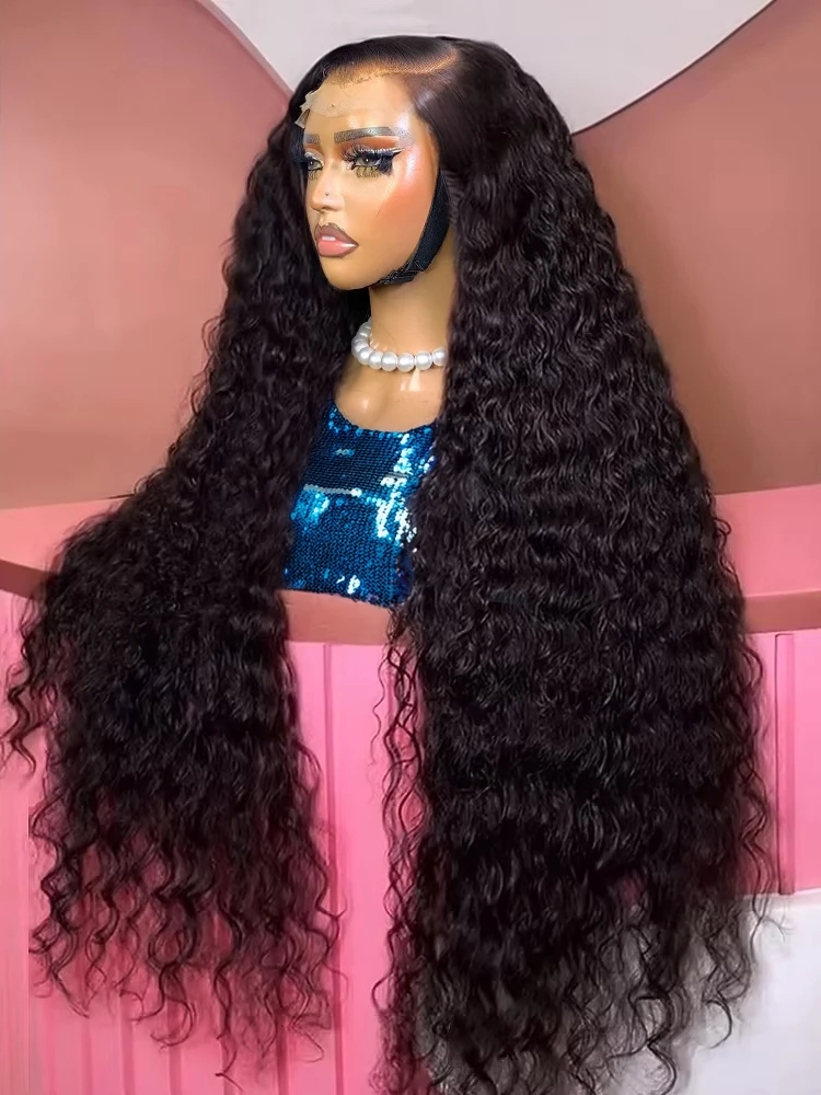 

20-42 Inch Deep Wave 13x4 Curly Lace Front Full Water Wave Lace Frontal Wigs 220 Density Transparent 13x6 HD Human Hair Wig