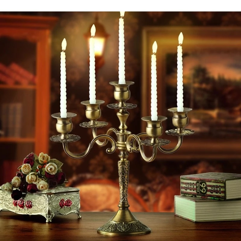 Retro Three-headed Candlestick Metal Candle Holder Photography Props Wedding Centerpieces Candle Stick Holder Home Decoration
