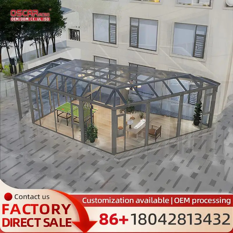 

8x20 Small Winter Luxury Four Season Aluminum Glass Outdoor Conservatory for Garden Patio Balcony 2025 sunroom