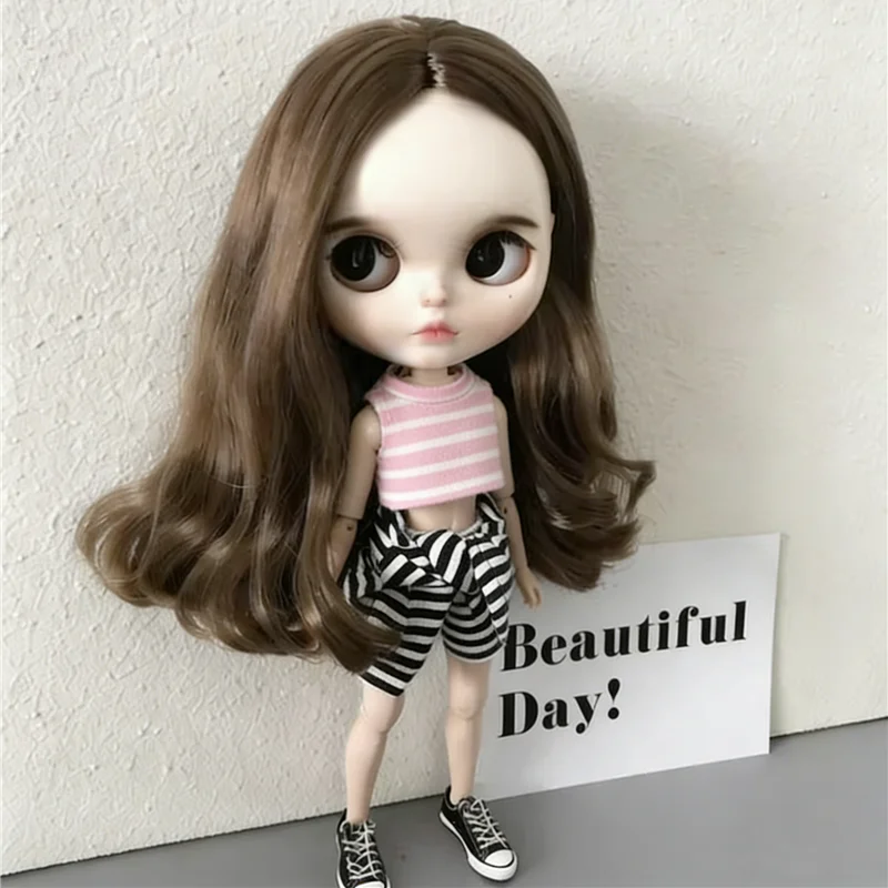 Clothes For Blythe Doll 6/1 Striped Vest Hoodie T-Shirt Sweater Outfit Clothing Suit OB22 OB24 Long Leg HelloKitty Azone Doll view 4