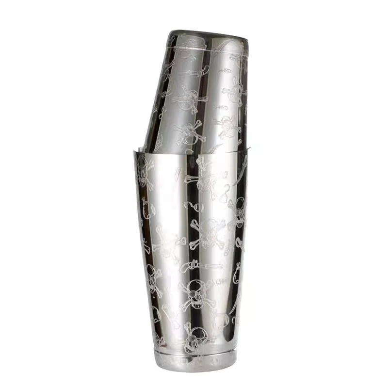 

500ml/800ml Engraving Skull Stainless Steel Cocktail Boston Bar Shaker Bar Tools Barware