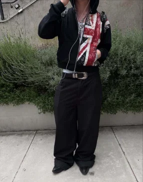 الأمريكية السوداء موضة جديدة الاتجاه العلم الطباعة Y2K القوطية الرجعية الهيب هوب الرجال والنساء عادية الشرير فضفاض سستة الشارع الملابس