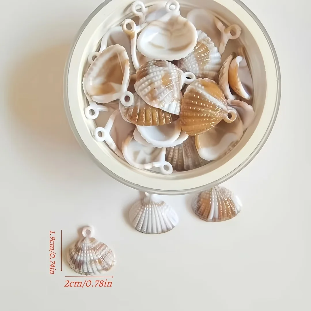 100pcs Acrylic Open Half-Sided Scallop Beads, Hollow Hanging Hole Shell Beads, DIY Hanging Hole Shell Bead Decoration