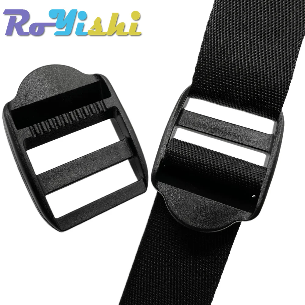 10 Pcs/Pack Ladder Lock Slider Plastic Buckles Backpack Straps Webbing 15-50mm Black