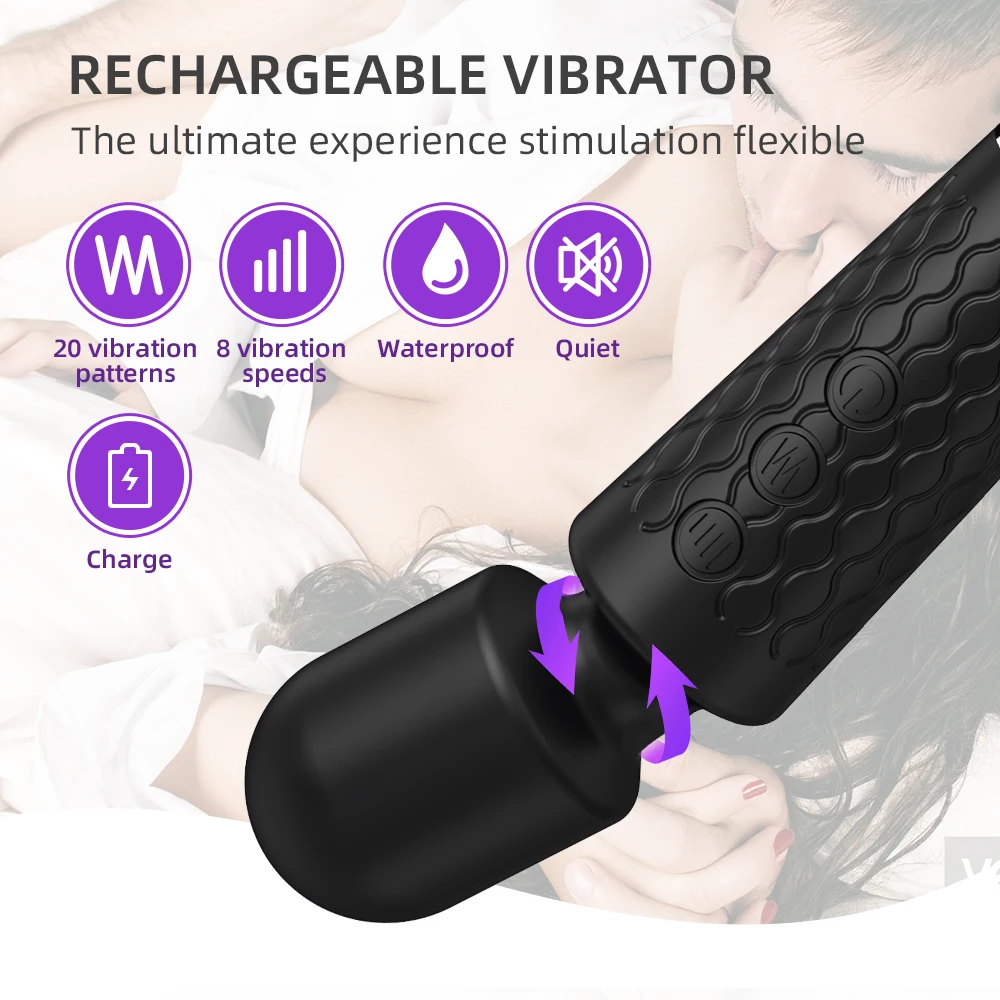 20 Speeds Powerful Dildo Vibrator Female AV Massager Wand G-Spot Clitoris Nipple Stimulator Masturbator for Women Adult Sex Toys image 3