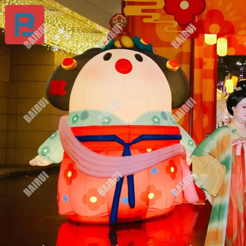 Inflatable การ์ตูน Tang dynasty Lady Half Moon Lady รุ่นลมจีน ip เชื่อมต่อ hanfu ชุดแสงโฆษณา props