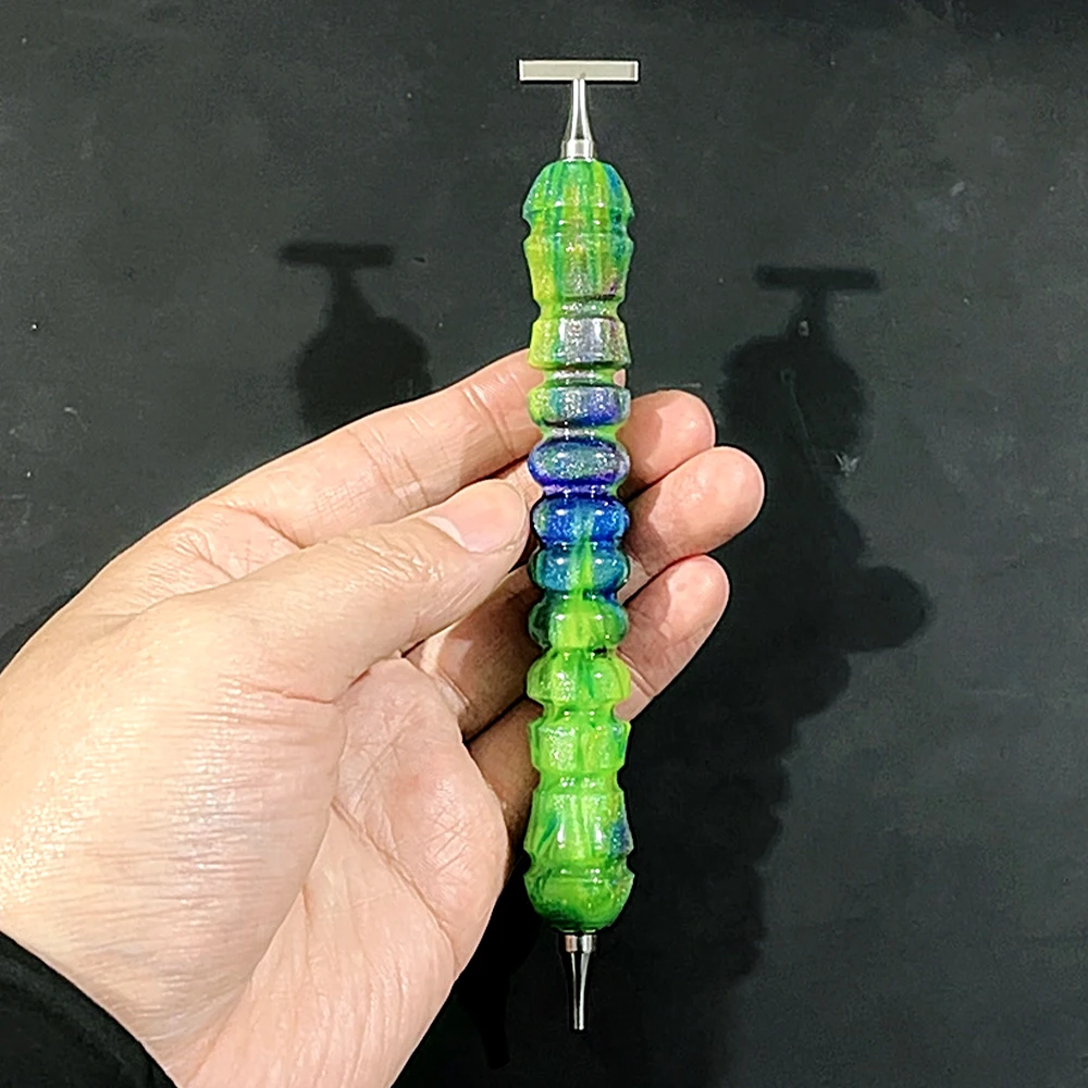 HOMFUN Glänzender Diamant-Malstift, Farbiges Stickerei-Nadelstichwerkzeug, Metall-Schraubgewinde-Spitzen Zubehör