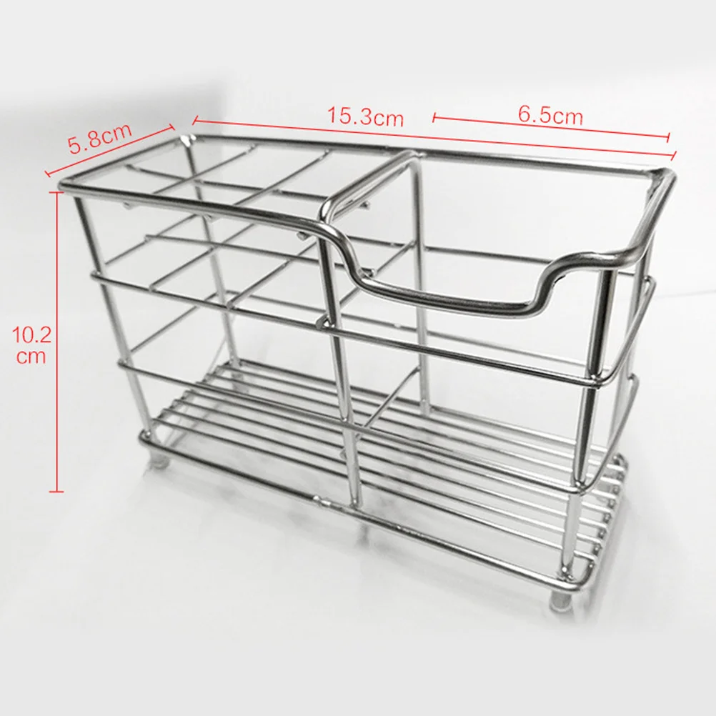 حامل تخزين فرشاة الأسنان الأنيق من الفولاذ المقاوم للصدأ مع تصميم الصرف، منظم رف معجون الأسنان في الحمام، معدني موفر للمساحة #4