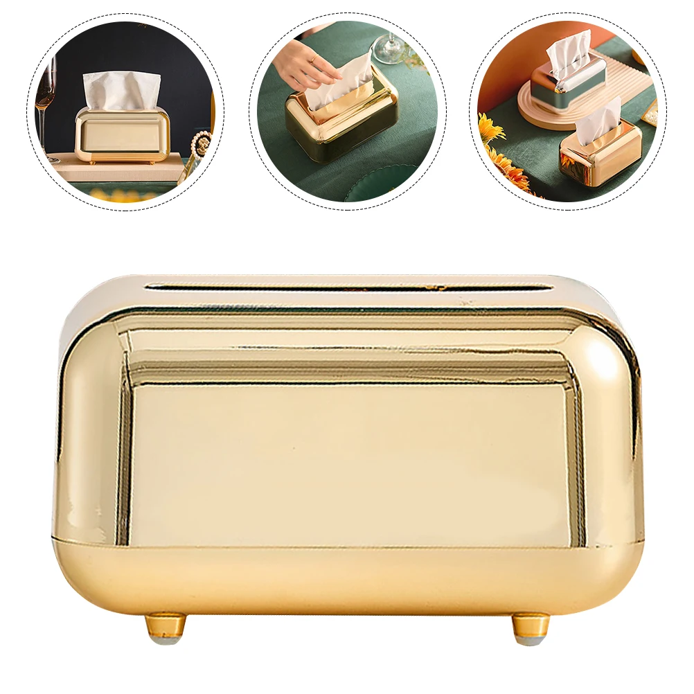 

Stylish Desktop Tissue Box Multi-Functional Abs Plastic Household Storage Case Simple Design For Home Office Convenient