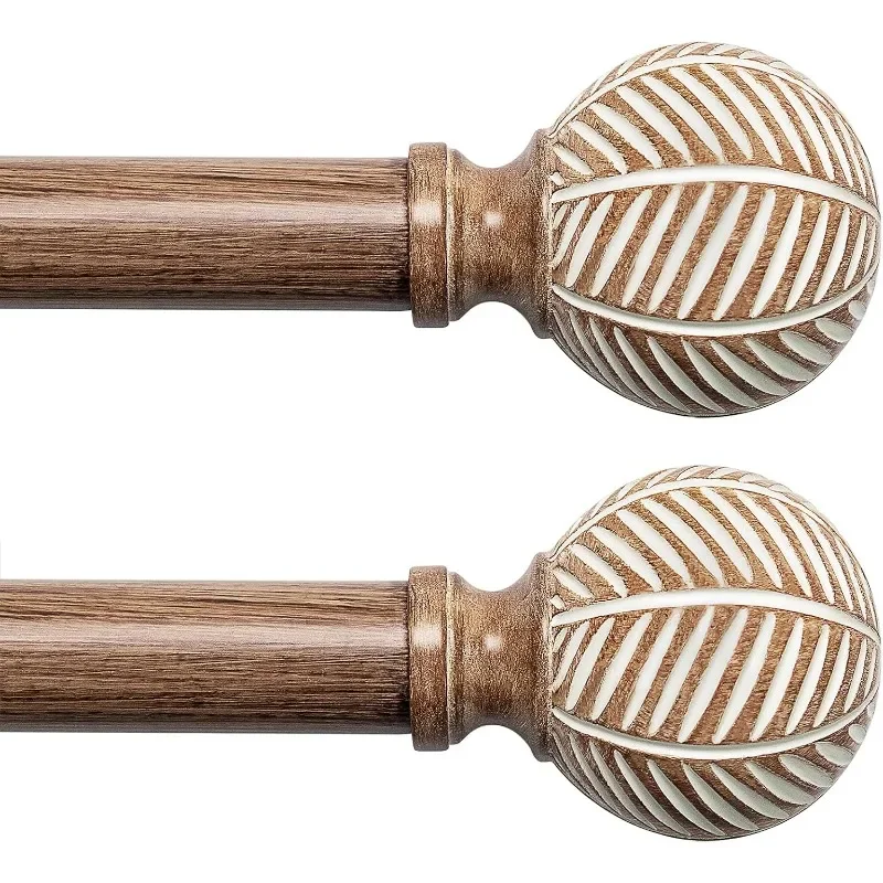 Wood Curtain Rods for Windows: 1 Inch Diameter Adjustable Drapery Rods 48