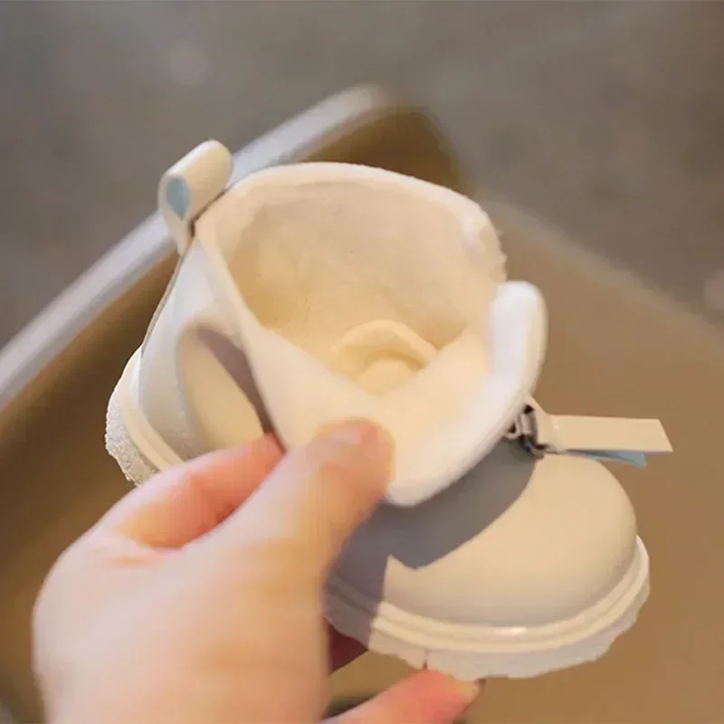 Children\'s Shoes Boys Autumn Winter New Korean Leather Ankle Boots 0-2 Years Old Girls Fashion Warm Cotton Boots Best Gift