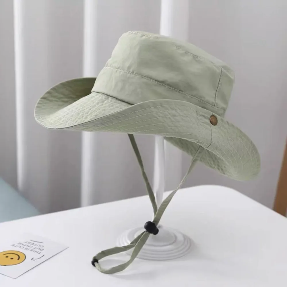 

Drawstring Candy Color Bucket Hat Korean Style Quick-dry Children's Fishmen Hat Casual Anti-UV Summer Sun Hat Outdoor