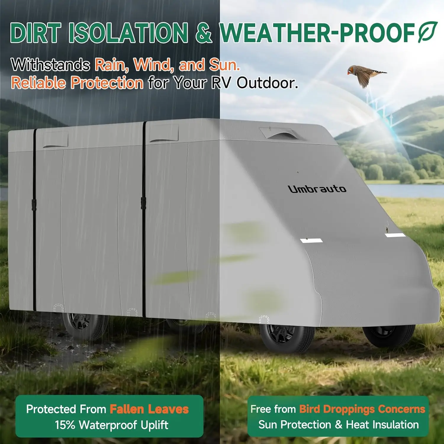 Umbrauto Class B RV Cover Fits 20-22ft Motorhome, Waterproof Sprinter Van Cover, Lightweight Camper Cover, with Windproof Straps, Winter Campsite view 4