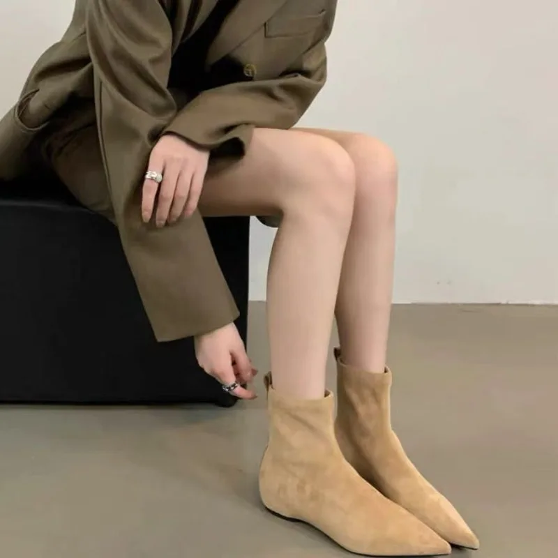 

Inner Height Increase of 3 Cm Elastic Boots for Women, Spring and Autumn Pointed Women's Shoes, Winter Warm and Ankle Boots