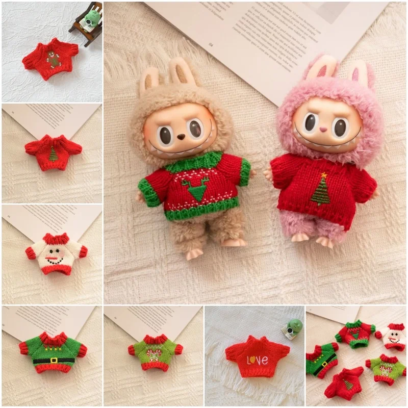 

Новая рождественская тематическая кукольная одежда для Labubu, рождественские игрушки, вязаные свитера, рюкзаки, подвески, креативные рождественские подарки, декор