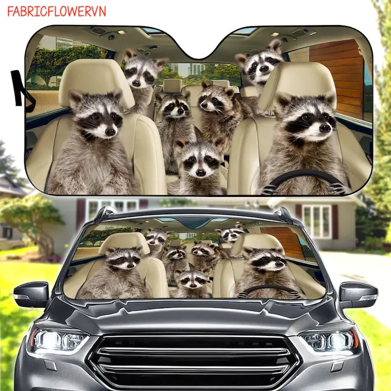 

Peeking Raccoon Car Sunshade,peeking Raccoon Car Decoration,dog Windshield,dog Lovers Gift,dog Car Sunshade,gift for Mom,