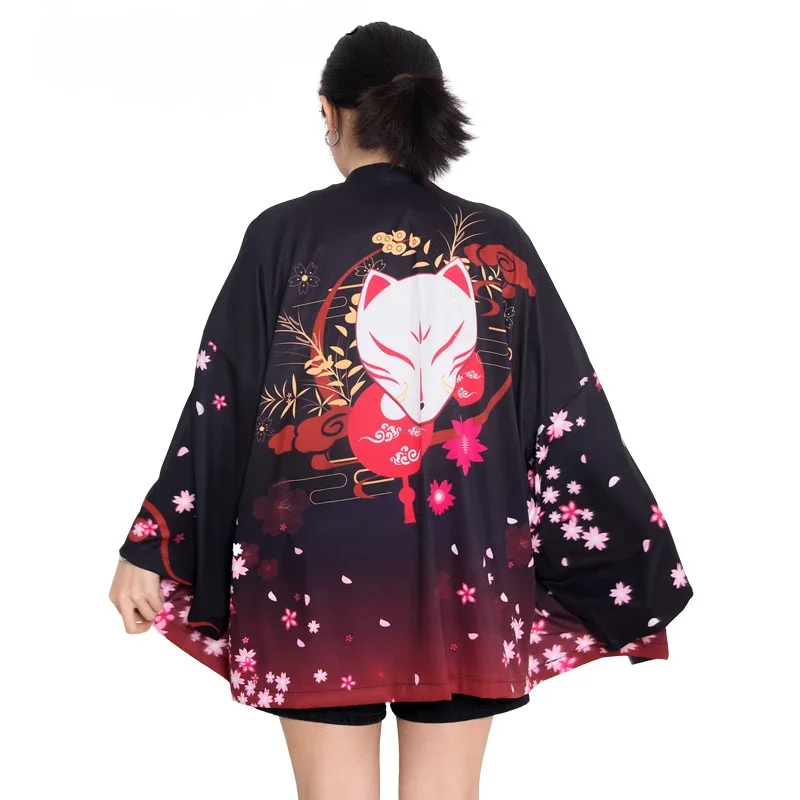 Kimono Women Japanese Yukata Female Women Asian Clothes Kimono Cardigan Shirt Women Traditional Wave Carp Print Kimono Haori