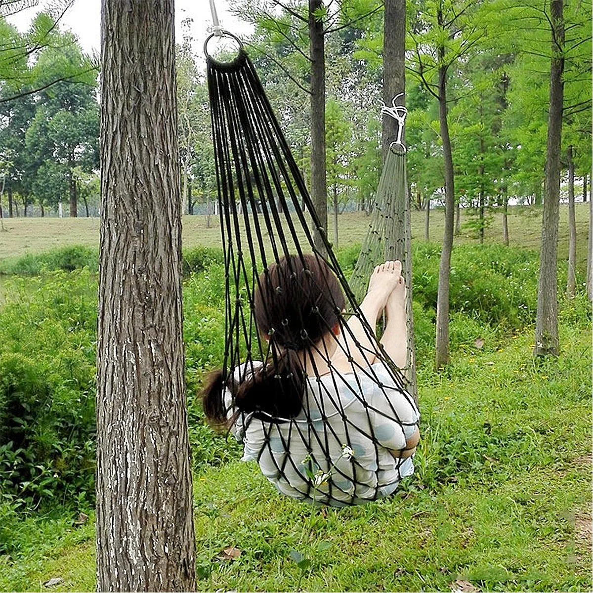 

1Pcs Nylon Rope Mesh Hammock Army Green Outdoor Sleeping Net Bed Camping Hiking Durable Portable Rope Hammock Sleeping Net Bed