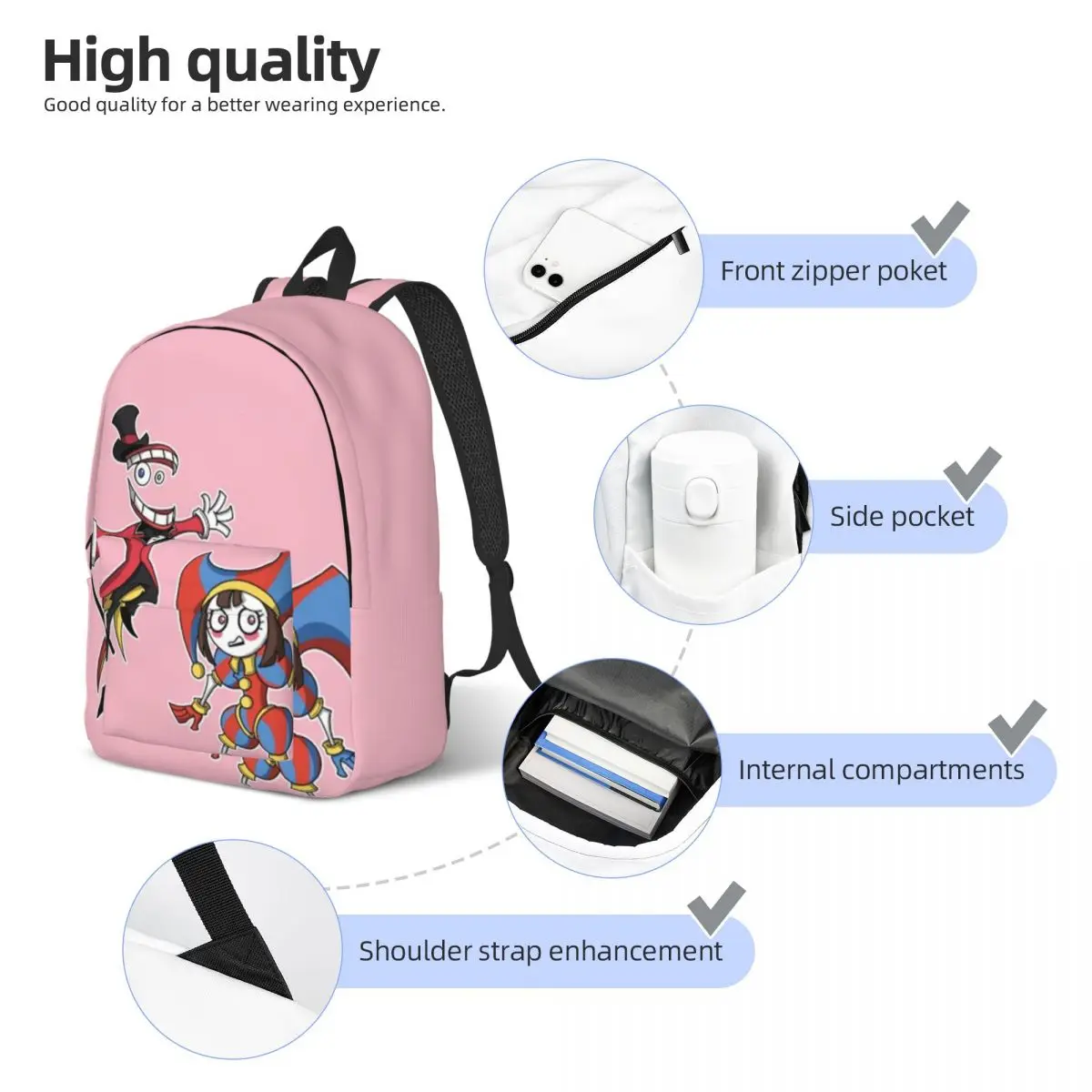 The Amazing Digital Circus for Teens Student School Bookbag Pomni incredibile Daypack elementare High College Travel