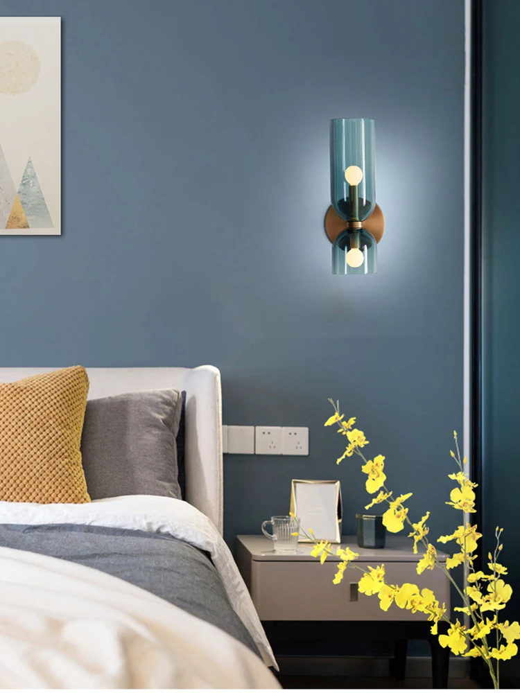 الشمال الحد الأدنى زجاج إبداعي الجدار مصباح المدخل بهو غرفة نوم غرفة المعيشة أباجورة دراسة الفن ضوء الفاخرة الجدار مصباح #6