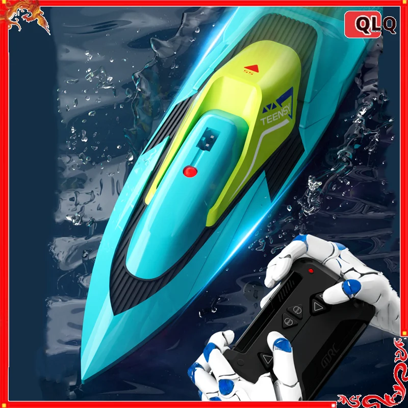 Teensy S5 High Speed Remote Control Boat 24g Wireless Dual Propeller Electric Racing Boat for Outdoor Water Activities