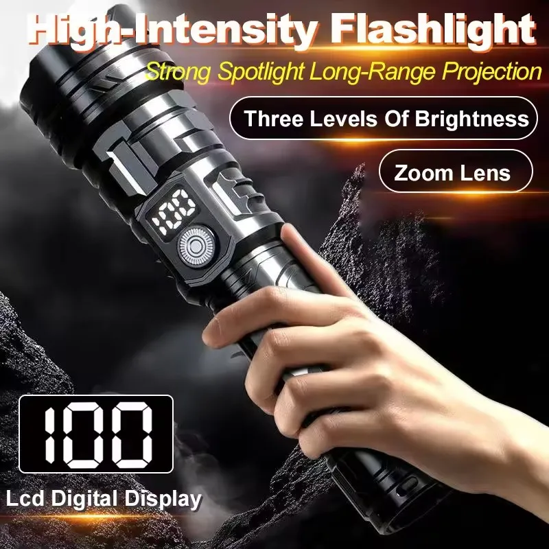 

Multi Function Rechargeable LED Flashlight Built in Battery Portable Lantern ABS Outdoor Emergency Blackout Camping Hiking Lamp