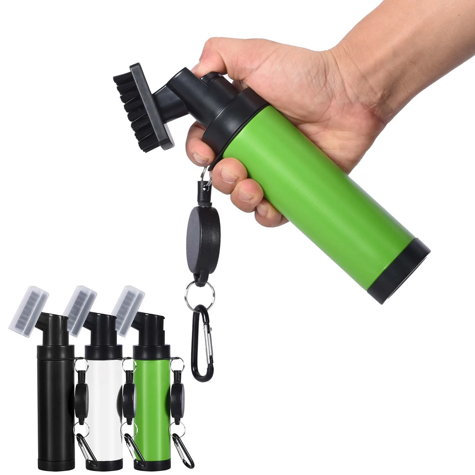 

Щетка для чистки головы гольф-клуба с выдвижной пряжкой и герметичной резервуаром, сжимаемая бутылка для легкой очистки