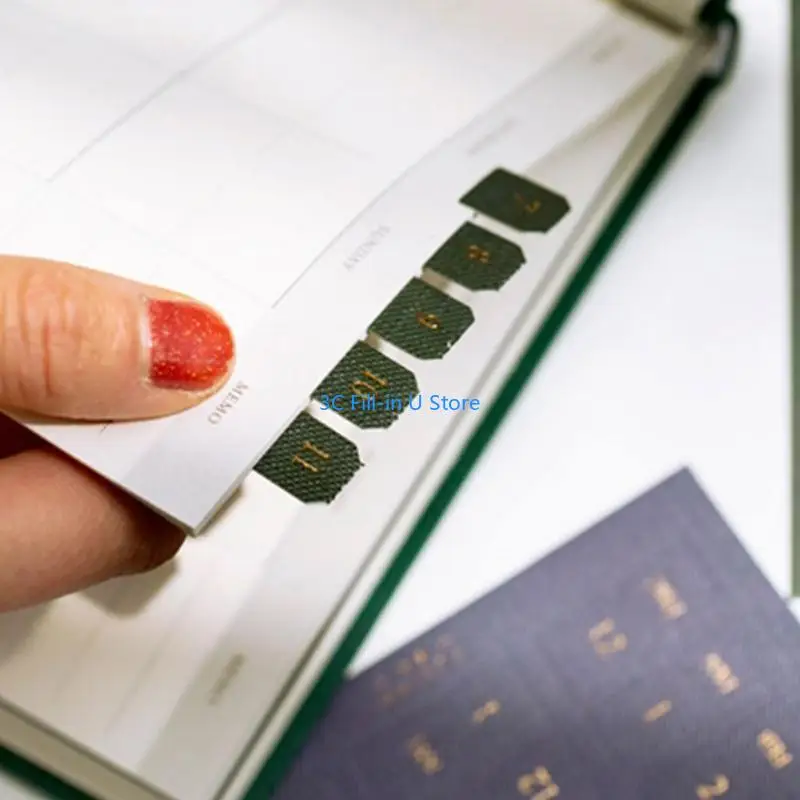 G8TA 10シート月間接着剤タブインデックスステッカーカレンダー毎月のタブステッカー