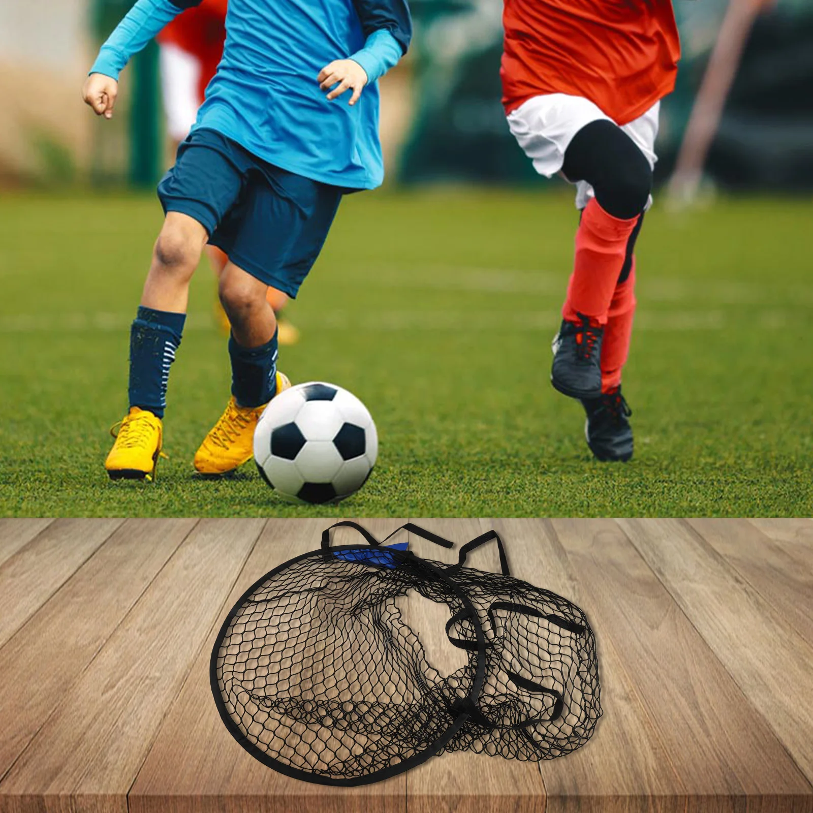 

Складная сетка для футбольных ворот для тренировок - портативное нейлоновое оборудование для отработки ударов с регулируемыми ремнями, 60 см, черная
