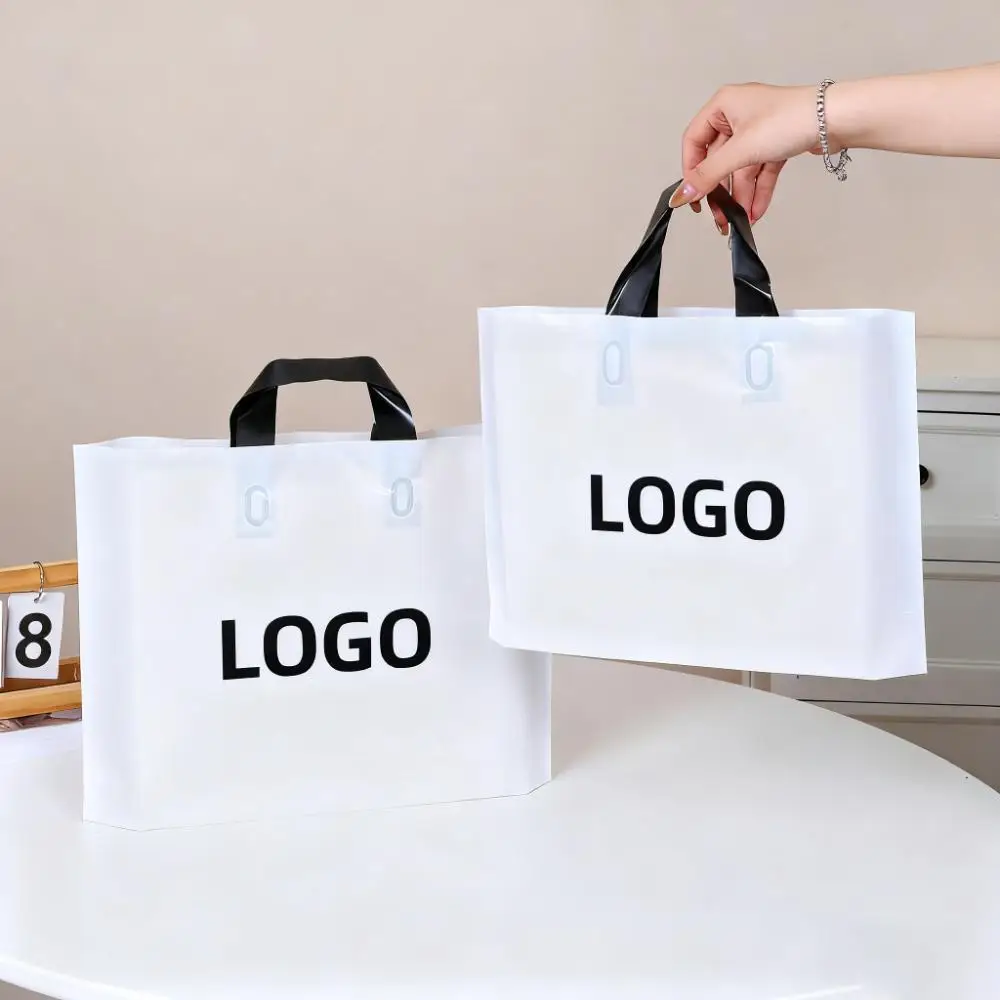 

100Pcs/lot Custom Logo Colorful Shopping Bags With Handle Plastic Gift Bag Print One Color Logo On Both Side Free Desgin Print
