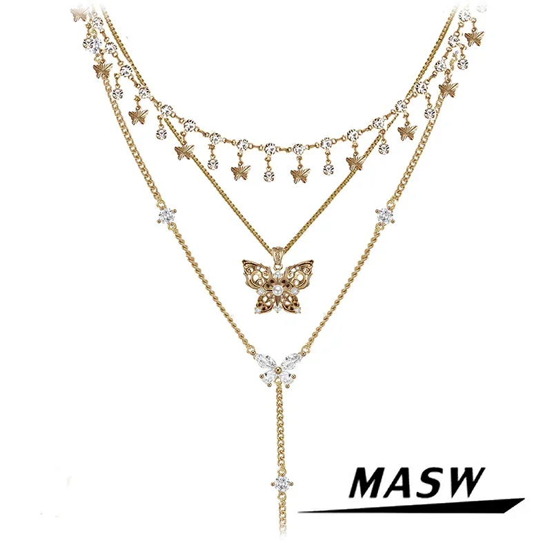 

MASW Original Design Hot Sale Vintage Temperament Small Butterfly Necklace For Women Girl Gift Fashion Jewelry Accessories