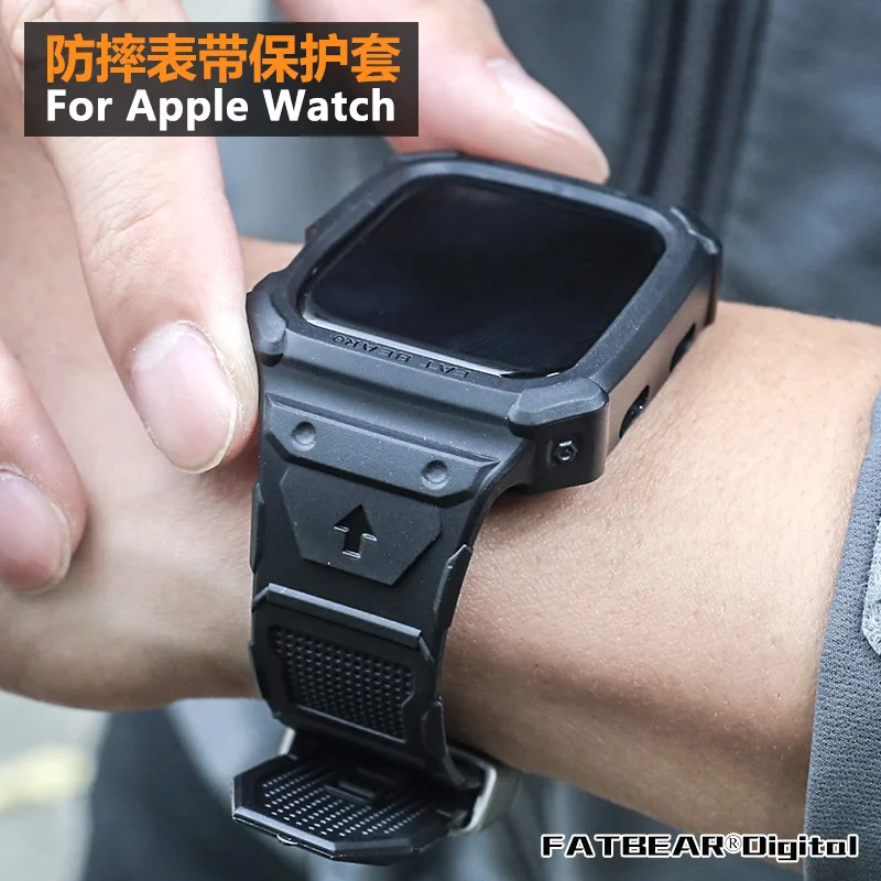 FATBEAR [For Apple Watch series ultra 7/8/9 S8/S7 iWatch 41mm 45mm] Tactical Military Grade Rugged Shockproof Armor strap Case