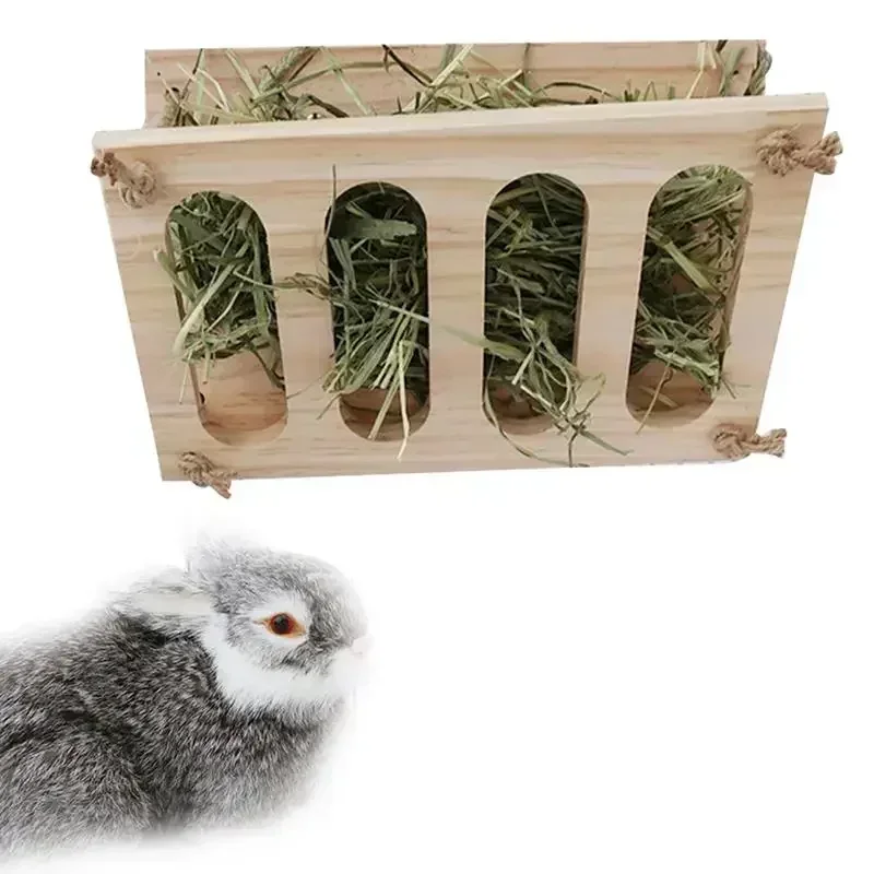 1pc Hay Rack Foldable Wooden Hay Feeder Hay Manger For Bunny Guinea Pig Chinchilla Small Pet Feeding Supplies