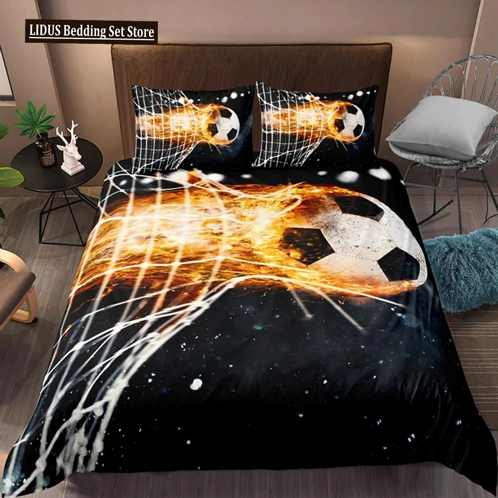 

Football Bedding Set Printing Pillowcase Quilt Cover Soccert Duvet Covers Home Textiles Queen King Size Bed For Kids Teens Men