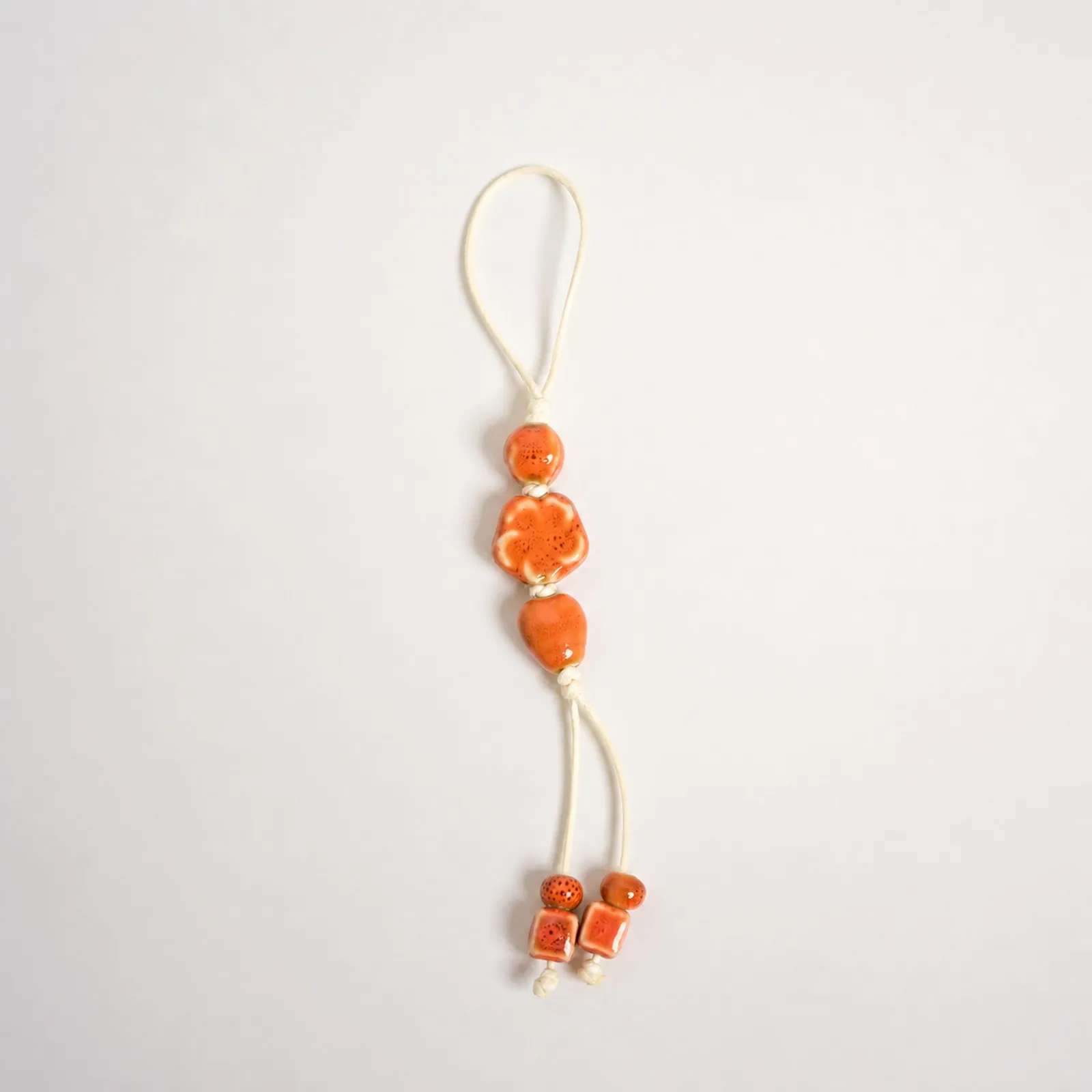 Handmade Ceramic Flower Bead Anklet with Hand-Woven Wax Cord and Delicate Small Flower Bead Details Y260705-17