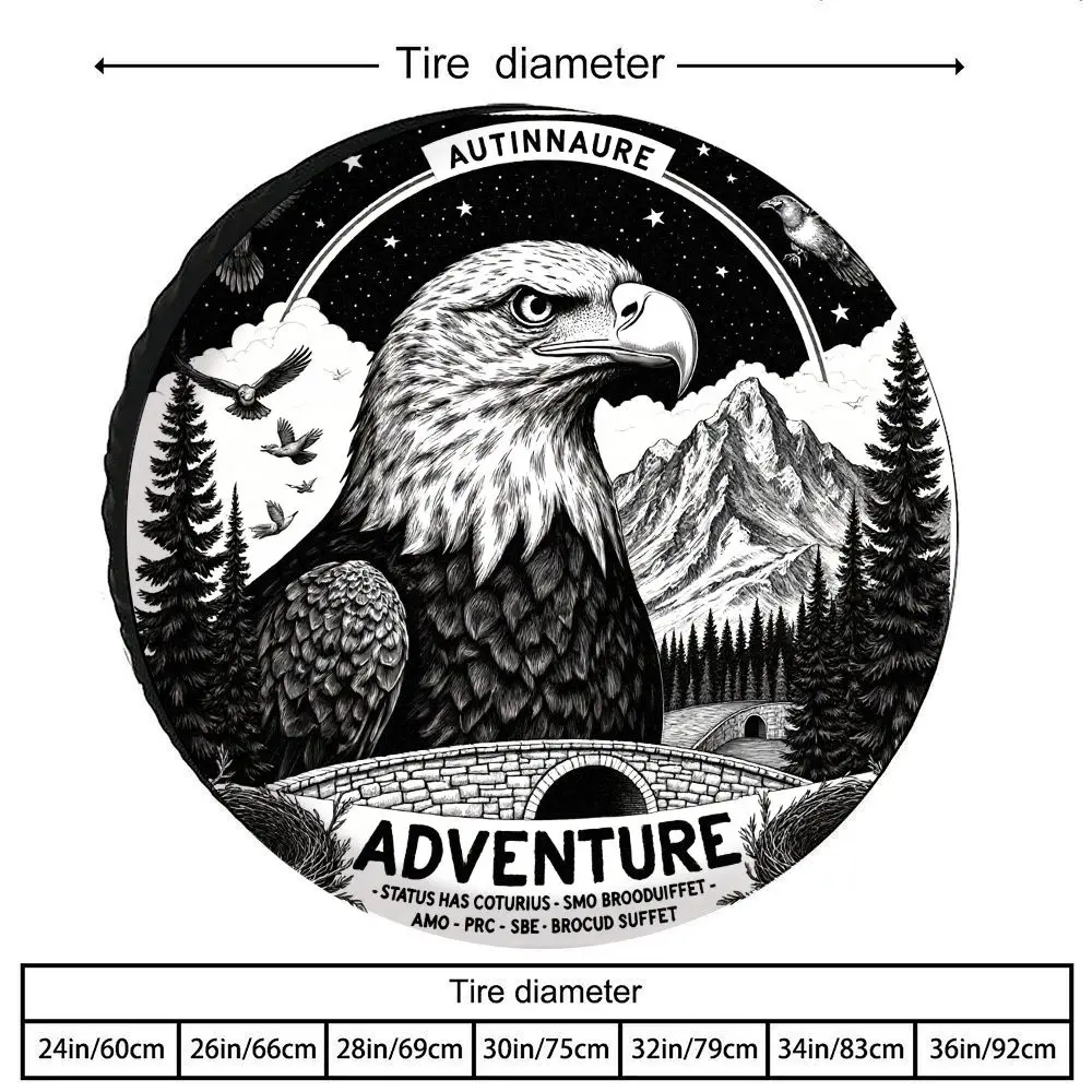 Housse de pneu en polyester à motif d'aigle |   Ajustement universel pour RV, SUV, camions avec pont arc-en-ciel de nuit étoilée et thème nid d'oiseau,