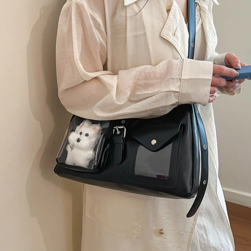 Japanese Transparent Ita Bag With Clear Window Y2k Multi-pocket Crossbody Purse For Doll Display Casual Underarm Shoulder Bag view 3