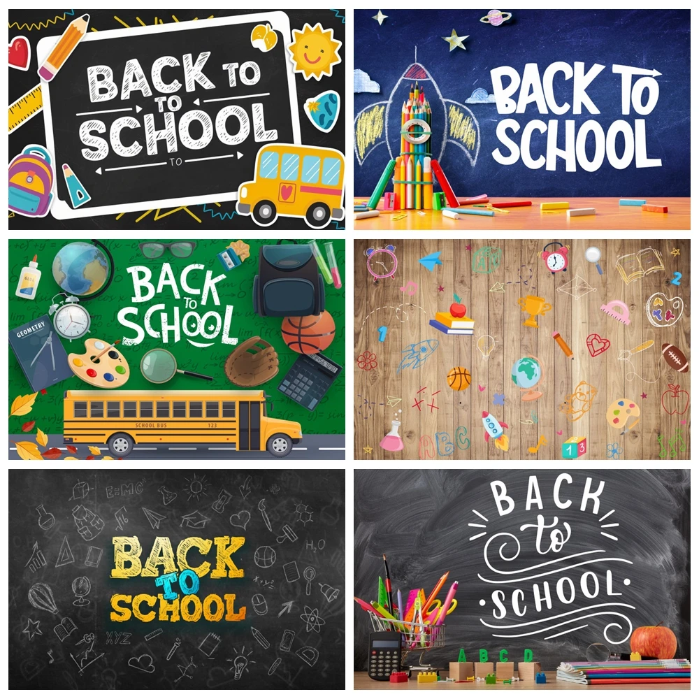 

Back to School Backdrop Black Chalkboard Book First Day of School Photography Background School Classroom Wall Banner Photocall