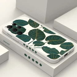 Green Gold Leaf Phone Case For Samsung Galaxy S25 FE S24 S23 S22 S21 S20 Ultra Plus S10 Note 20 ultra 10 9 Plus Cover