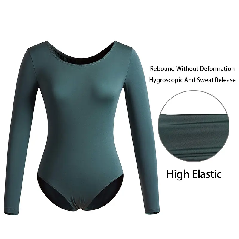 Women Basic Ballet Nylon Dance Leotard Long Sleeve leotards for Adult Train Top Soft and Skin Friendly Ballet Clothes Bodysuit