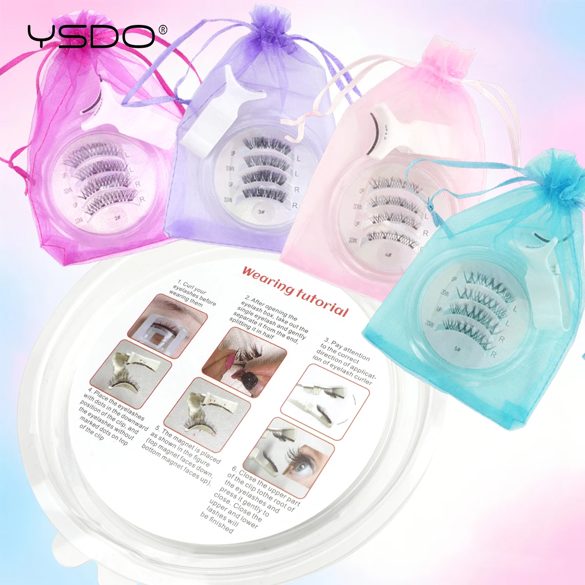 YSDO جديد رموش مغناطيسية تمديد مجموعة 1 أزواج قابلة لإعادة الاستخدام لا حاجة للغراء الرموش الصناعية مع الملقط المغناطيسي مجموعة أدوات مكياج #6