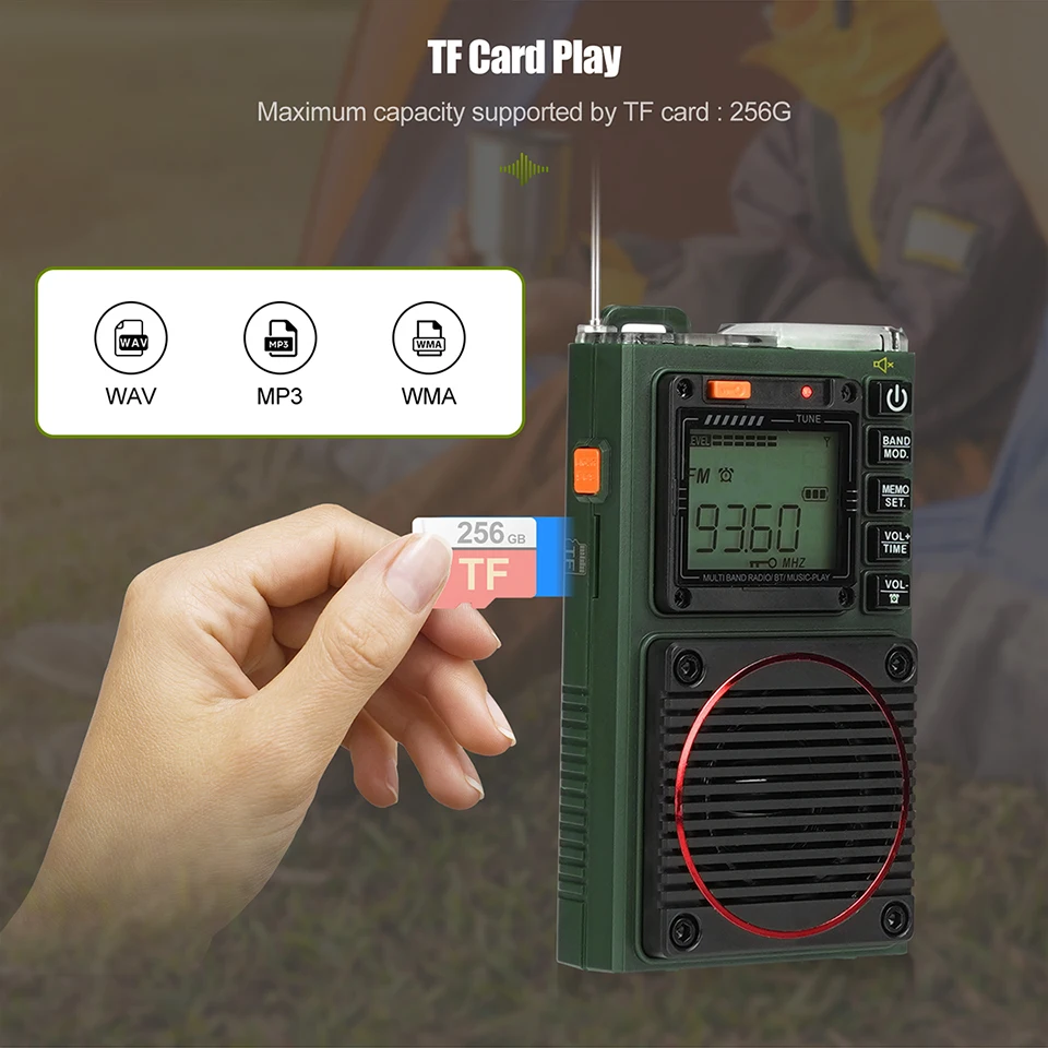 Retekess TR111 Radio FM Tragbare Radios AM FM Mini Amateurfunk Kurzwellen Notfall Amateurfunk Multiband SW VHF WB Wecker – Detail 10