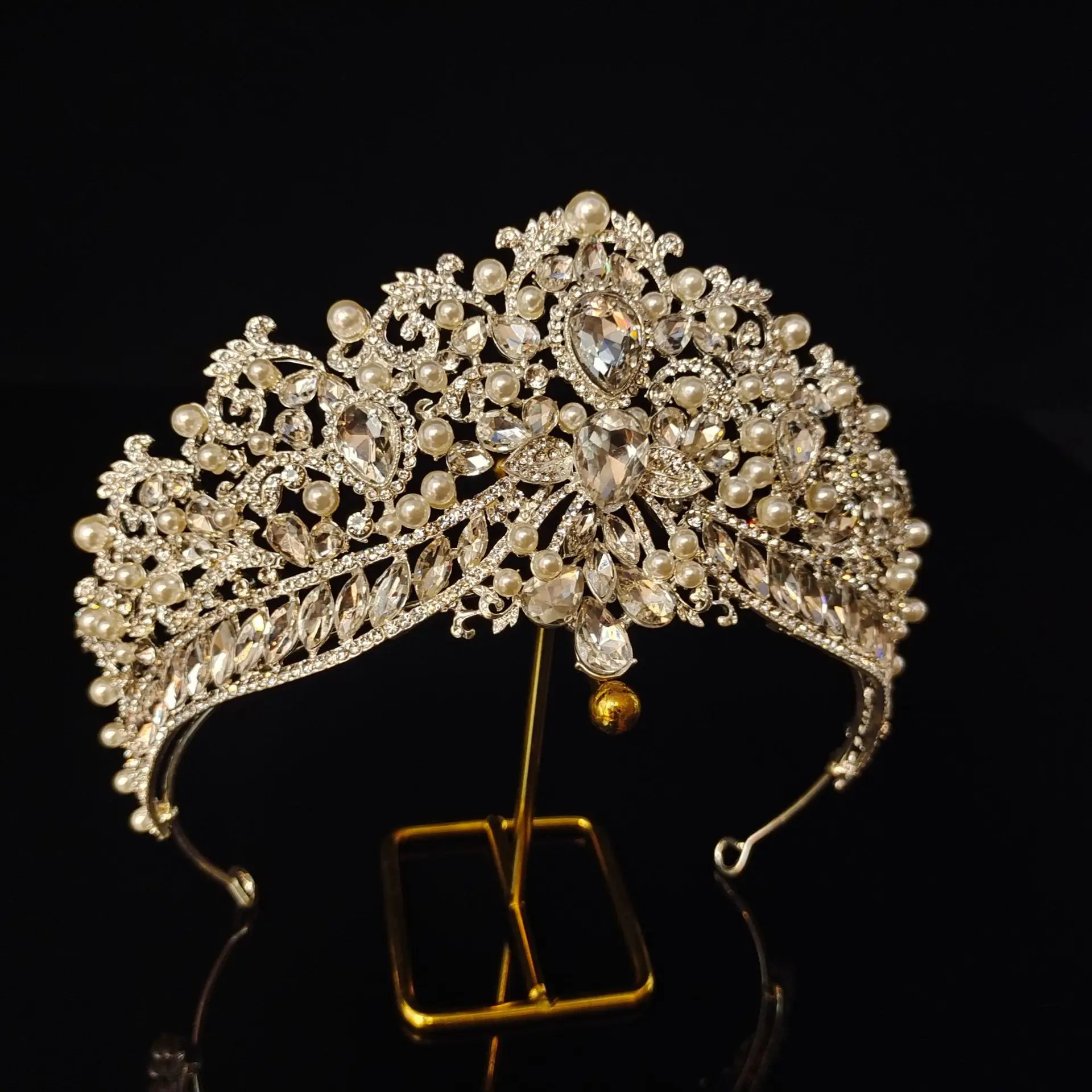 Coroa De Casamento De Luxo Para Mulheres, Acessórios De Cabelo De Noiva, Pérola De Cristal, Barroco Diadema, Elegante Coroas De Novia