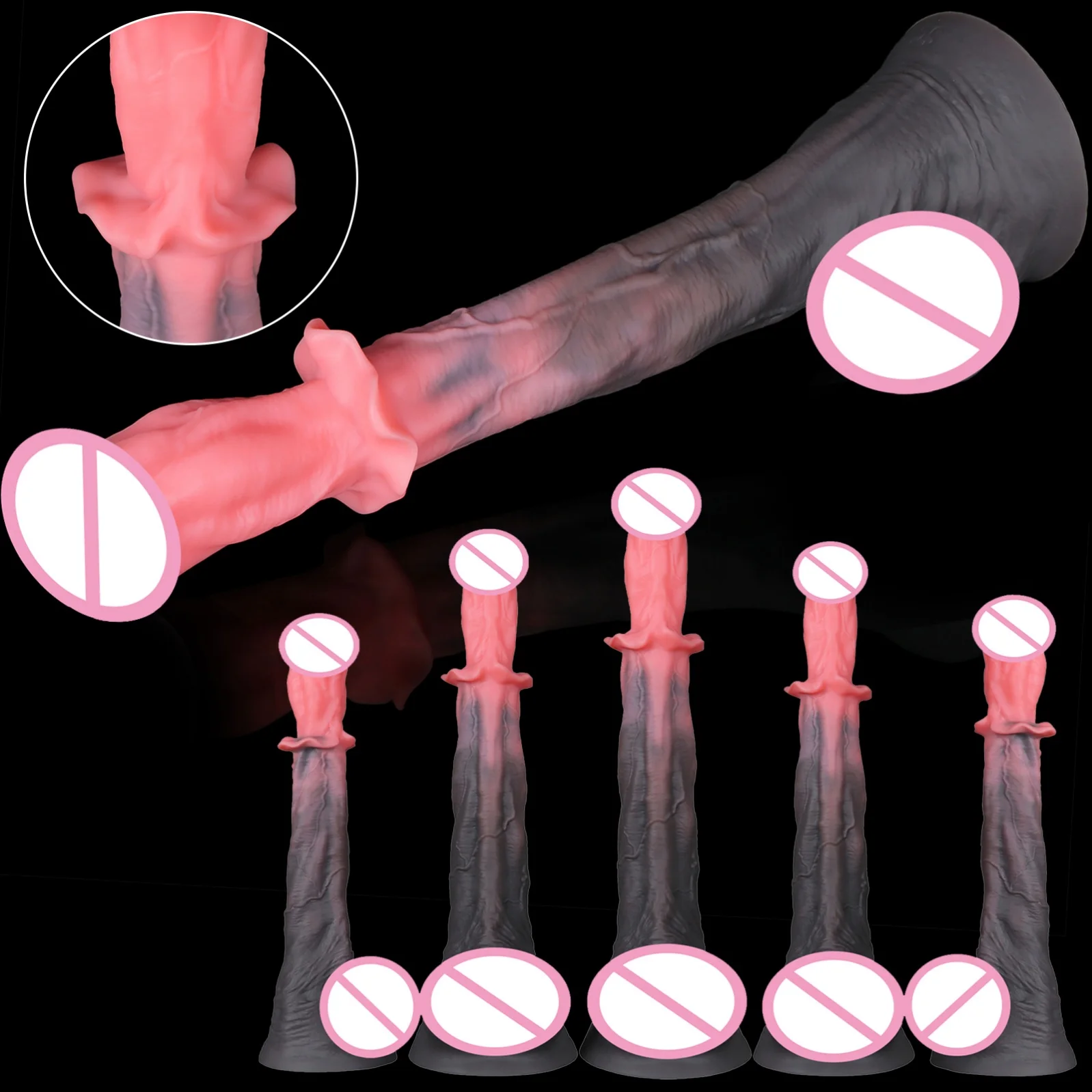 Dildo realista de caballo de 5 tamaños, dildo monstruoso, pene flexible de 3.2 kg, consolador enorme, juguetes sexuales para adultos para mujeres, masaje vaginal gay, consolador.