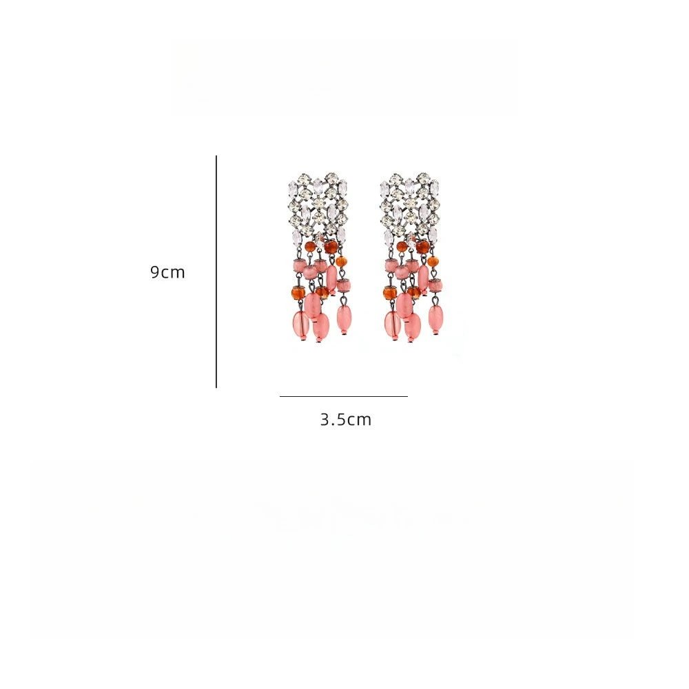 DIGADAGU Alloy Rhinestone Tassel Dangle Earrings New Luxury Vintage Earrings Women Daily Jewelry Accessories ZAA view 5